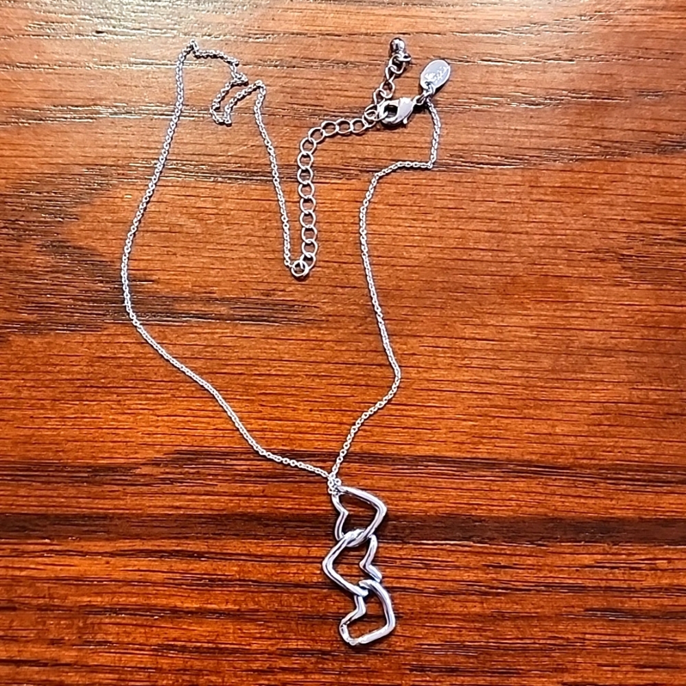 Lia Sophia heart silver tone necklace 19" adjustable